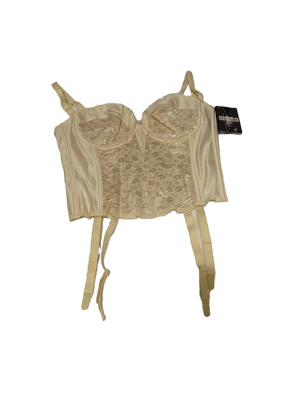 Dominique 8739 Bridal Bustier Bra Strapless W/Garter Straps Ivory/Cream 36C